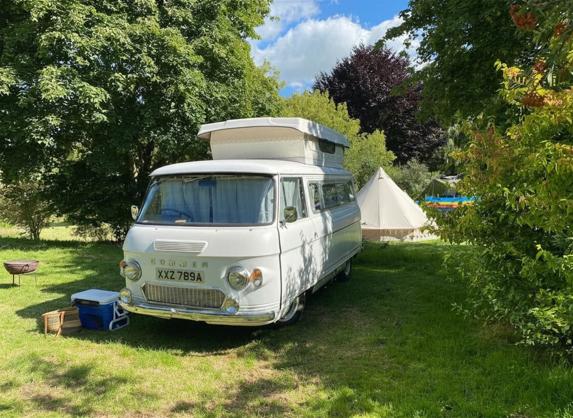 Campervan on Batcombe Vale Campsite