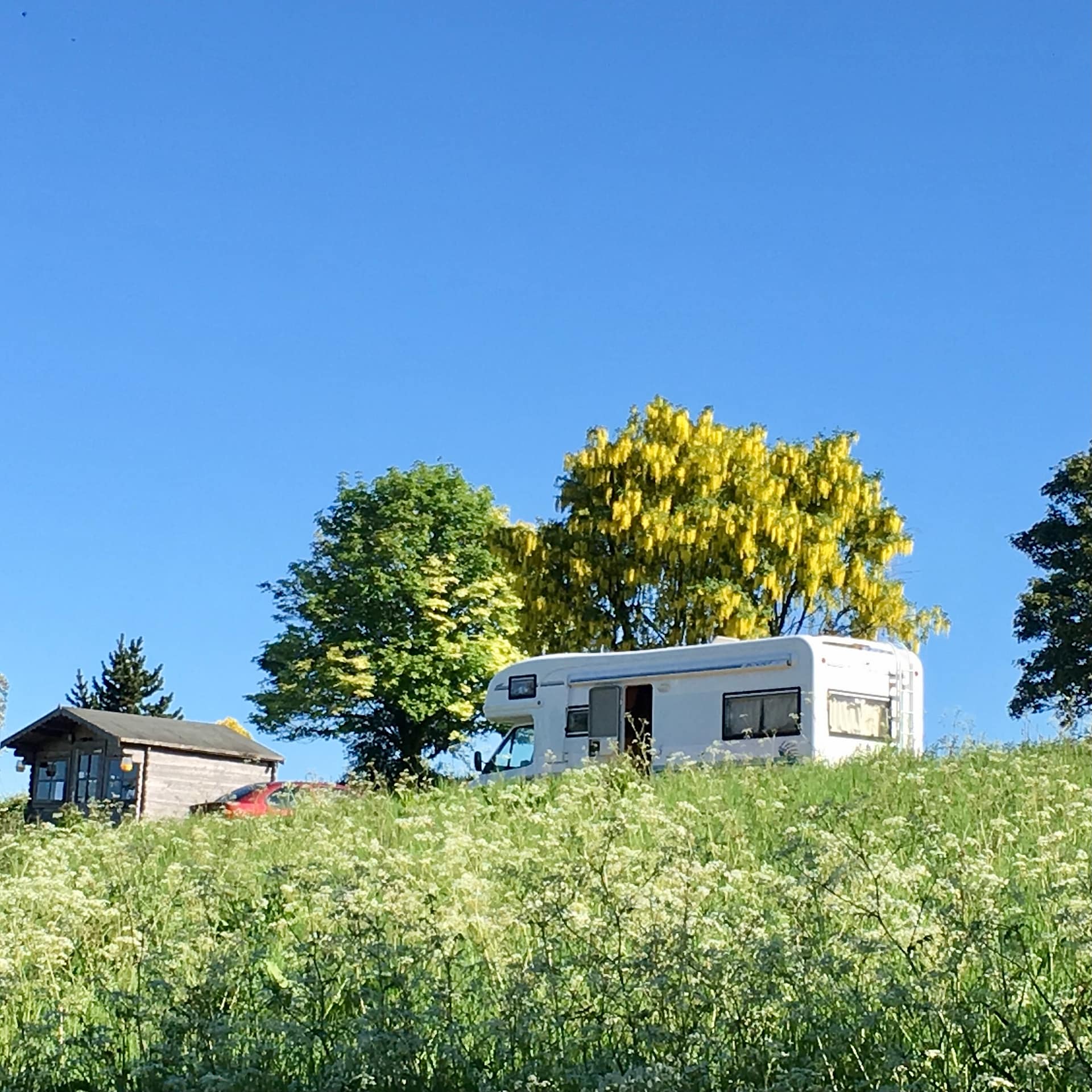 Motorhome by reception hut