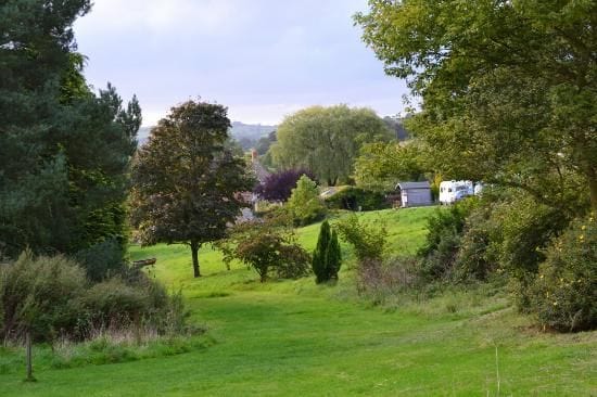 Batcombe Vale, Batcombe Vale Campsite, Reception hut in the distance,